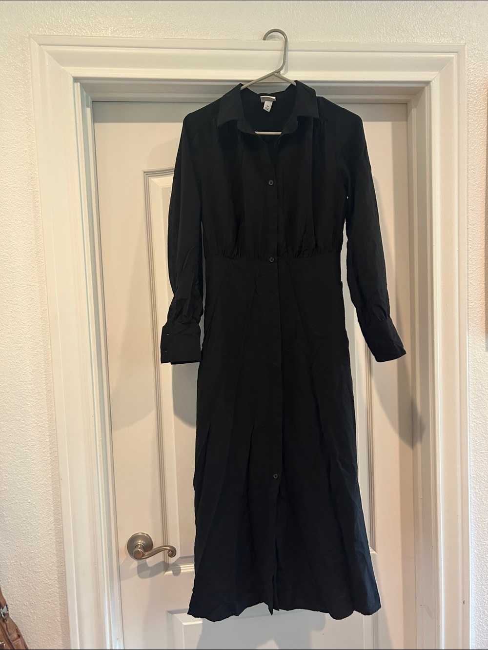 a new day Black Long Sleeve Midi Shirt Dress